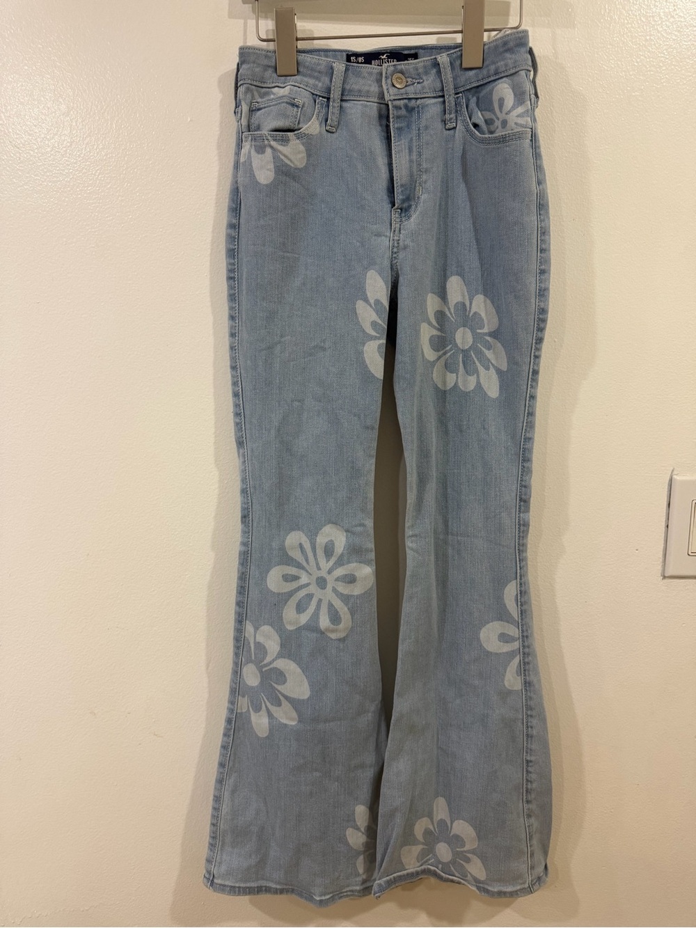 Hollister Light Blue Floral Flare Jeans